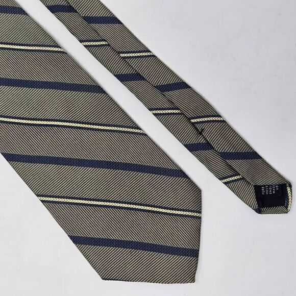 BROOKS BROTHERS MAKERS SILK TIE GRAY BLUE WHITE HERRINGBONE STRIPE 3.75" X 57" - Picture 1 of 2